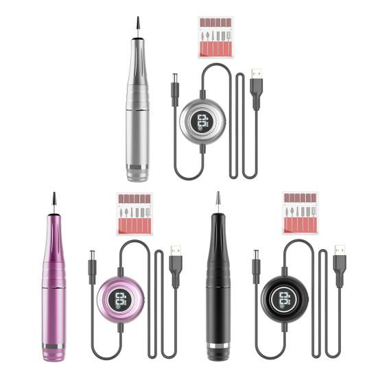Electric Nail Polisher with 6 Attachments USB Manicure Tool for Fingernails And Toenails High Speed 35000RPM Nail Machine for Home And Salon Use