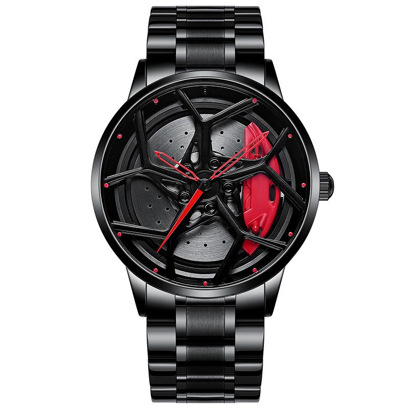 SVJ2021 RS8 Men's 3D Brakes Hollow Dial Sports Car Black Waterproof Watch