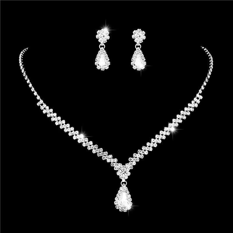 Cross-Border European & American Bridal Jewelry Set: Necklace, Bracelet, Ring, & Zircon Earrings