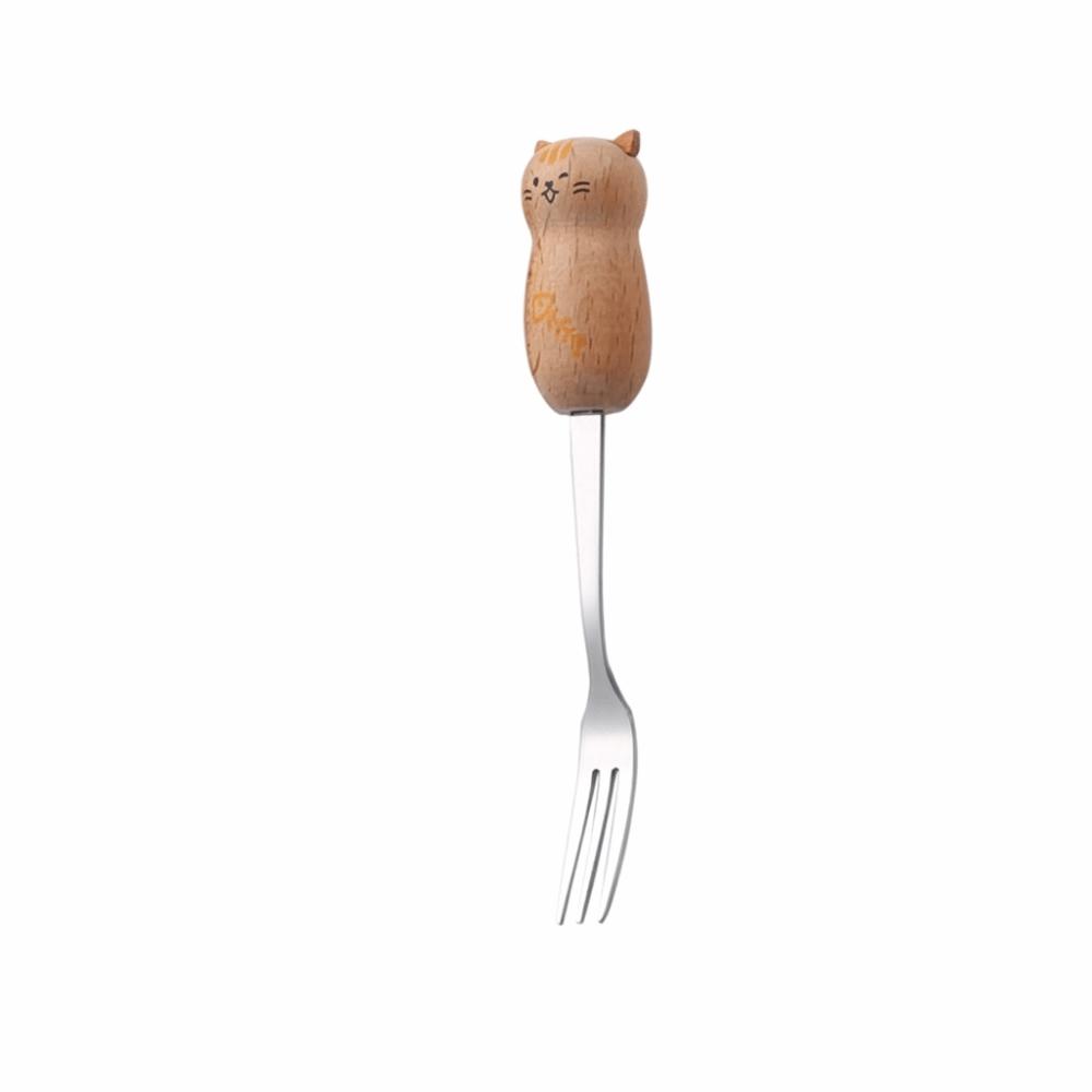 3Pcs Rustless Steel Spoon and Fork Smooth Cute Cartoon Cartoon Set Short Handle Practical Dining Utensils Meal Use