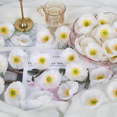 10/20 Stück Mohnblumenkopf Künstliche Seidenmohnblumen Bulk 7cm Ohne Stiel Künstliche Blume für Hochzeit Zuhause Corsage Partydeko