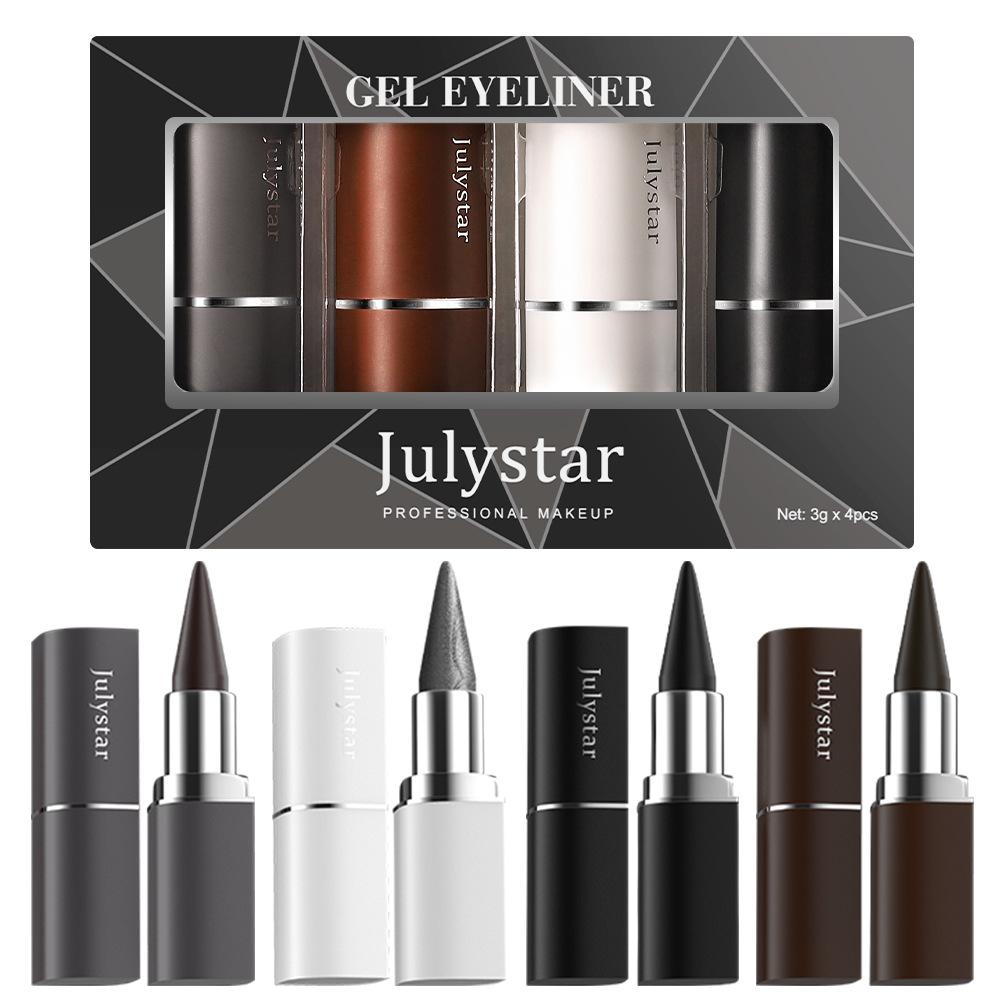 4PCS Beauty Easy To Color Multi-Color Eyeliner Set Lasting Waterproof Cool Black Matte Eyeliner Makeup