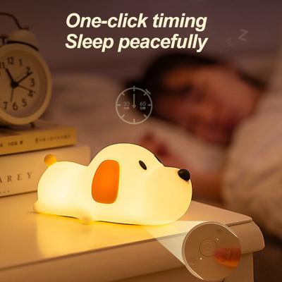 LED-Nachtlicht mit süßem Hund, mit Timer, stufenlos dimmbar, Touch-Sensor, Nachtlampe, Nachttischlampe, Schlafzimmer-Dekoration