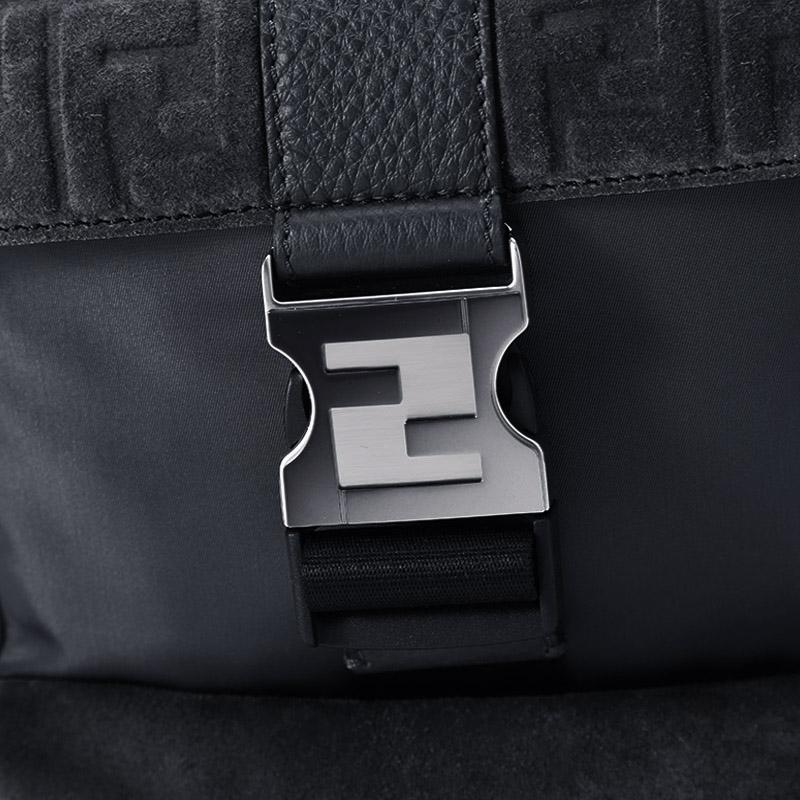 Fendi ness FF Logo Pattern Large Capacity Belt Buckle Nylon Backpack Men Backpacks Gray 7VZ067-AHU7-F1GM1