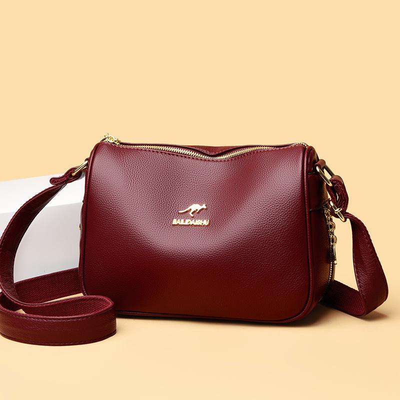 Middle-aged Mother Bag New Trendy and Fashionable Versatile One-shoulder Crossbody Bag Soft Leather Texture Atmospheric Women's Underarm Bag