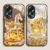 Luxury Crystal Golden Horse Pattern Tempered Glass Phone Case for OPPO Realme 14 13 Pro Plus 12 11 10 Neo 3 X7 PRO C75 C67 Cover