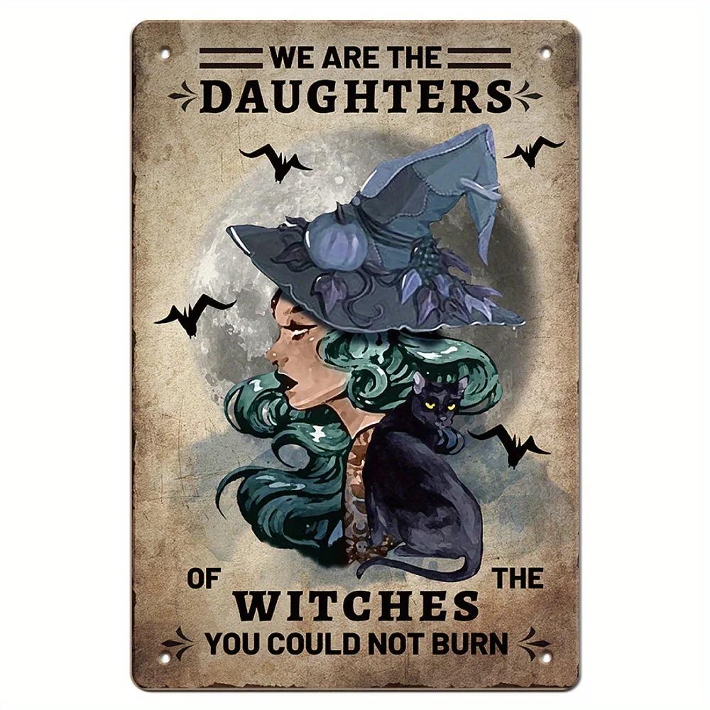 The House Witch Rules Halloween Halloween Decoration Metal Tin Sign Vintage Plaque Decor Wall Art Wall Room Home Restaurant