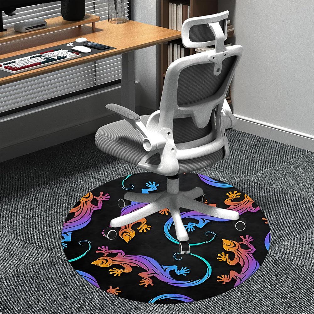 

1pc Gecko Pattern Office Round Area Rug, Indoor Mat Suitable ForOffice, Under Office Chairs Bedroom Living Room Home Decor, Room Deco D015 80cm by 80cm
