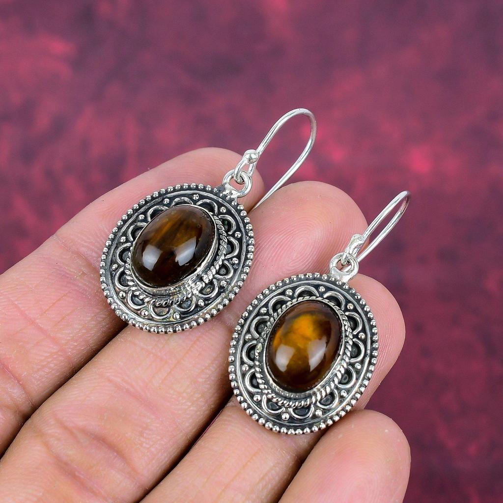 Yellow Flash Labradorite 925 Solid Sterling Silver Earrings, Handmade Gemstone Earrings Jewelry, Gifts For Wife Brand New Earrings