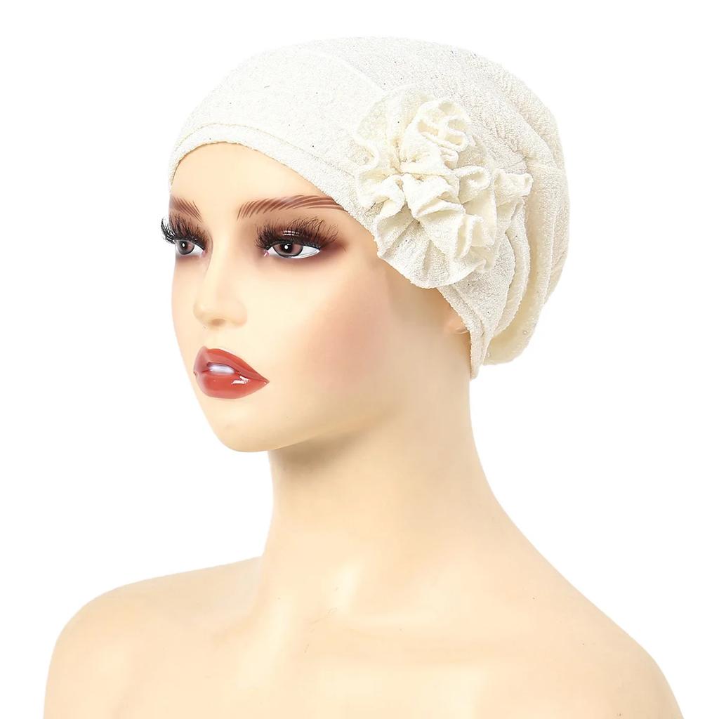 2025 New Muslim Fashion Flowers Turban Cap Women Hijab Islamic Chemo Cap Head Scarf Ladies Head Wrap Cover Hijab Scarf