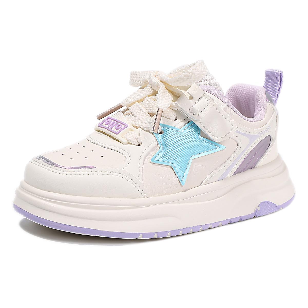 

Spring 2026 Kids Soft Sole Skate Shoes - Fashionable, Versatile White Shoes for Boys & Girls 27 фіолетовий