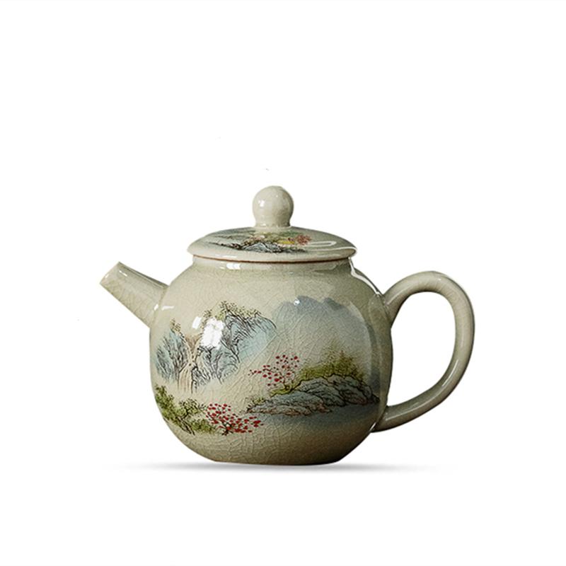 

Пейзажный керамический чайник, винтажный чайник, набор для чайной церемонии, молочный улун, чайный галстук, Гуань Инь, антикварная чайная посуда с жасмином