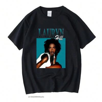 Lauryn Hill Fugees Vintage Unisex Schwarzes T-Shirt Unisex T-Shirts Retro Grafik T-Shirts Baumwoll-T-Shirt Mann Frau T-Shirts Oberteile