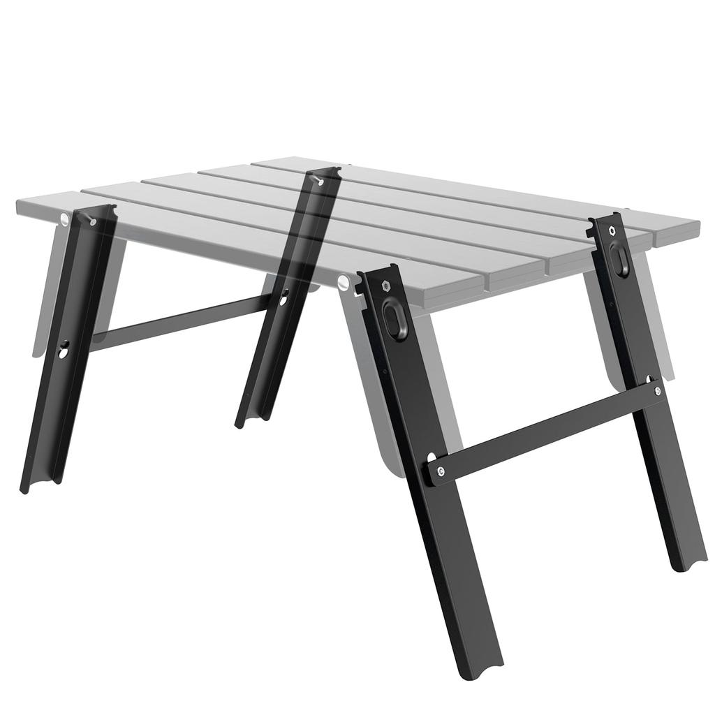 Compact Aluminum Roll Table with Dedicated Extension for Outdoor Camping (Black) Legs, Foldable,