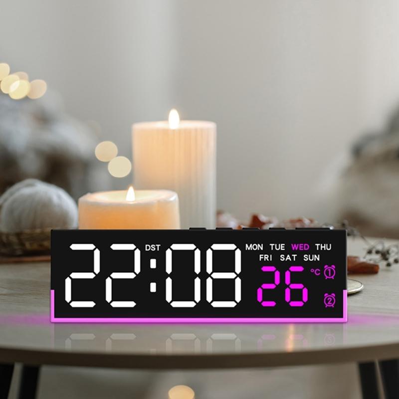 Digital Alarm Clock for Bedroom Desk Clock for Living Room Bedroom with Large Number,Dimmer,Loud Alarm Temperature