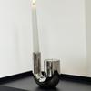 Modern U-shaped Ceramic Candle Holder Romantic Electroplating Silver Candle Stand Light Luxury Candlestick Holder Office