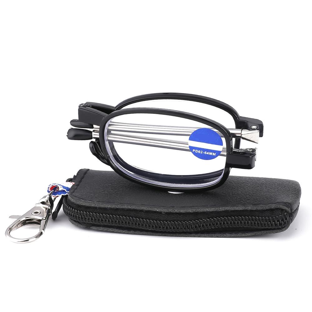 

Ультратонкие складные очки для чтения для мужчин и женщин с металлической оправой, в комплекте с портативным плоским жестким футляром 3.5