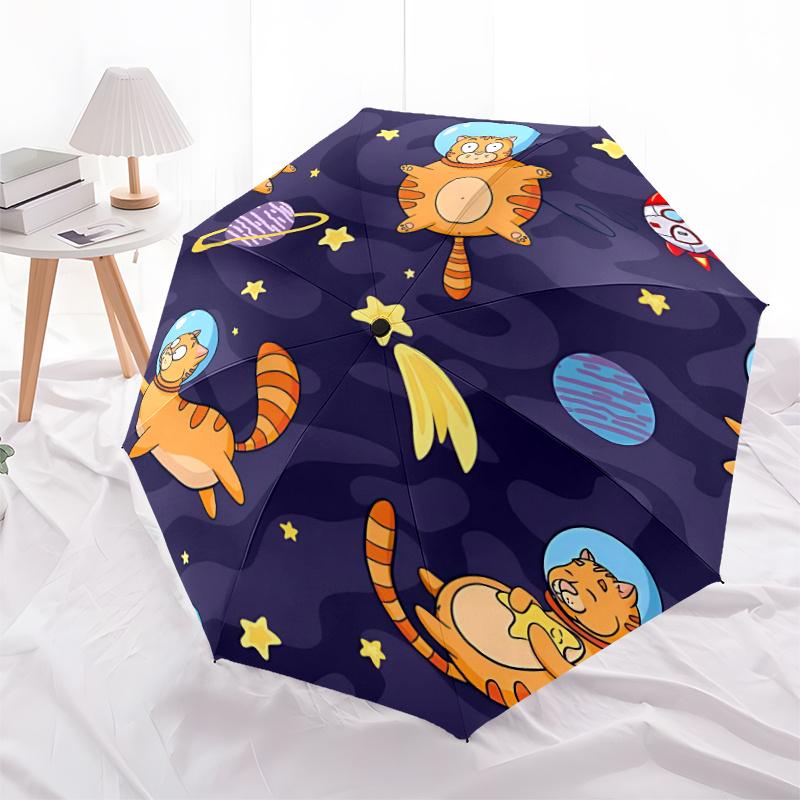 1pc Space Cats Automatic Open/close Umbrella, 8-Rib sturdy structure, Portable Travel Umbrella, Parties, Everyday Useb053