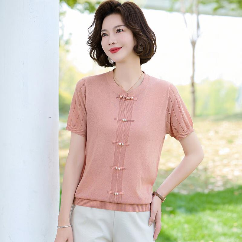 WoXue New Chinese Style Short Sleeve Ice Silk Top