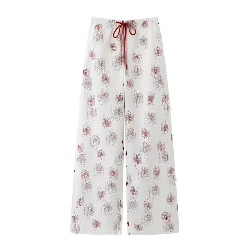 In Stock 2026 Spring Designer Cartoon Anime Drawstring Lace-Up Casual Pants RK11301057 Small белый