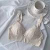 Women's French Naked-Feel Bra Sexy Thin Style Small Bust Lace Triangle Cup Push Up Wireless Seamless Underwear