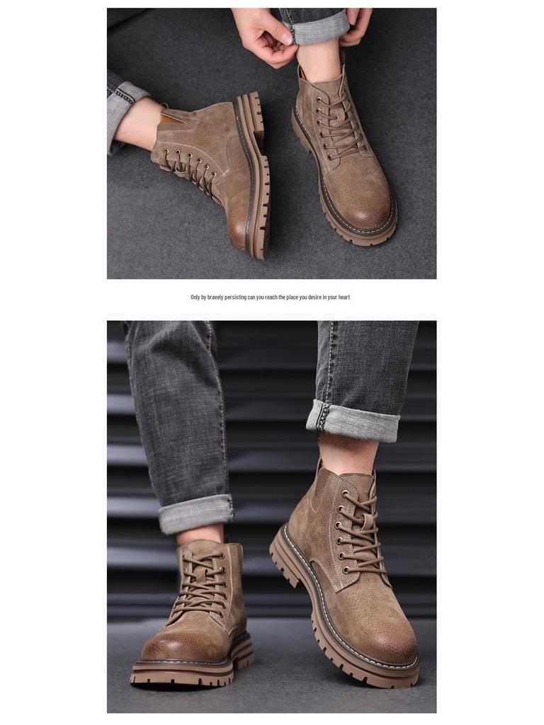 2024 Autumn Men's High-Top Casual Leather Retro Desert Boots - British Style