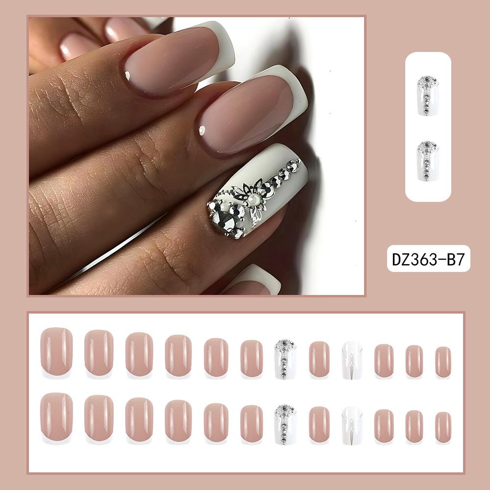 French Rhinestone Handmade Press-On Nail Tips