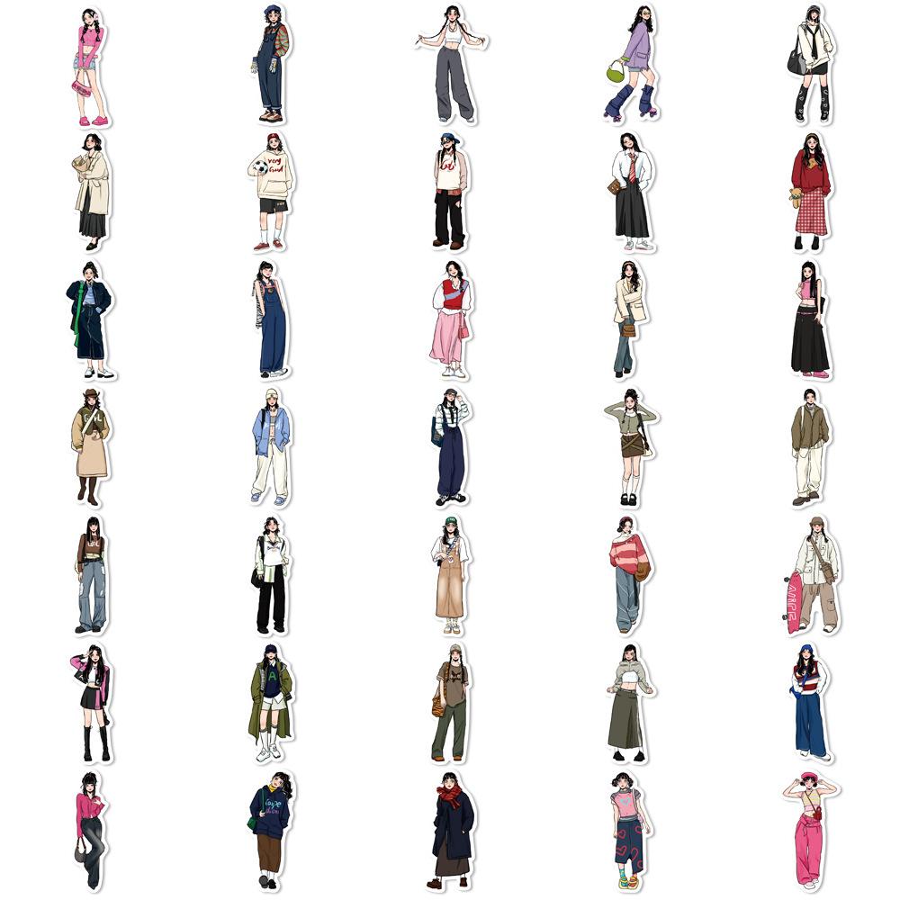 65 Modern Girl Outfits Graffiti Stickers Decorate Guitar Suitcase DIY Creative Waterproof Stickers
