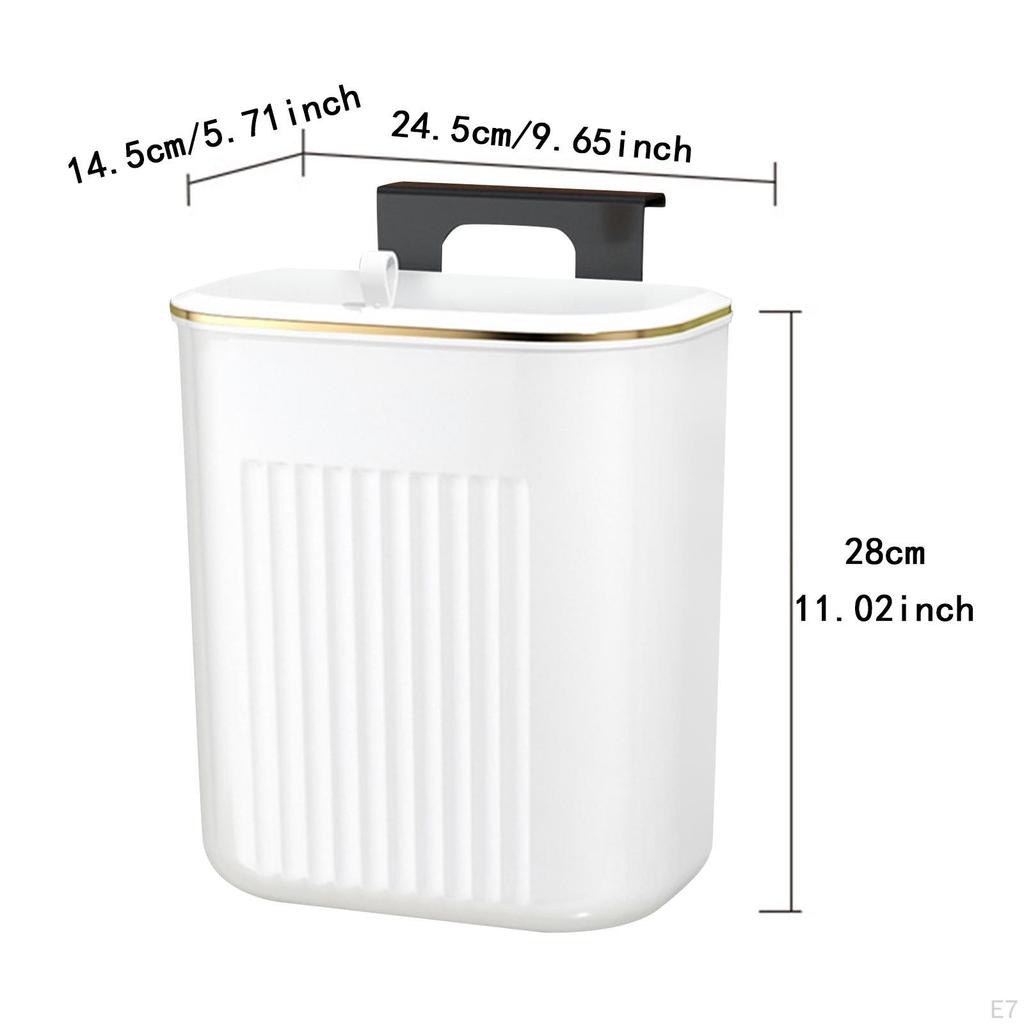 Hanging Trash Can with Lid Food Waste Bin Kitchen Compost Wall Mount Garbage for Countertop