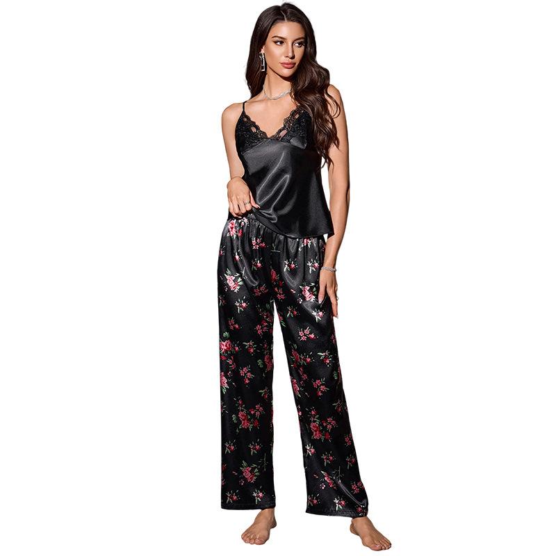 

Sexy and Fashionable Printed Backless Halter Dress Casual Pajama Set Summer Simple Home Wear XL