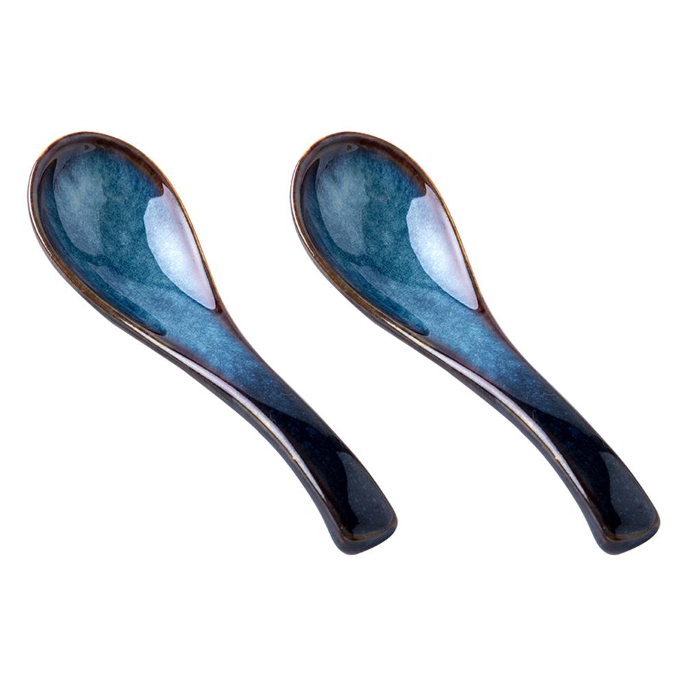 2Pcs Mini Porcelain Spoons Rustproof Smooth for Soup Dessert Coffee Home Eating Spoons Household Spoon4