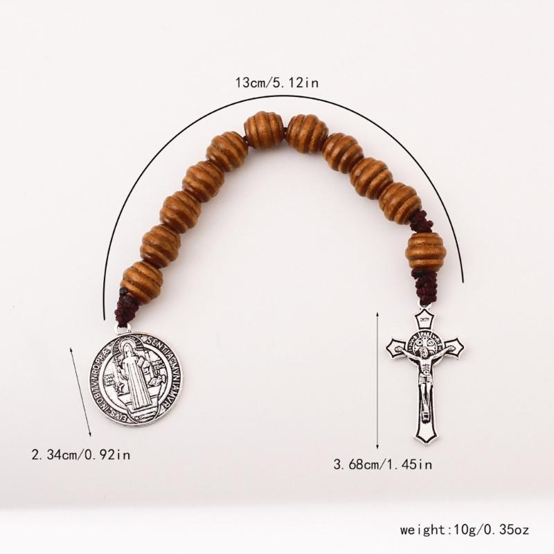 Benedict Medals Crucifix Rosary Comfortable Handling Portable Size Religious Wrist Accessories for Spiritual Devotion