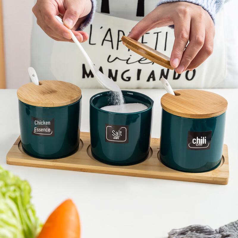 Nordic Minimalist Dark Green Seasoning Box Set Set of 3
