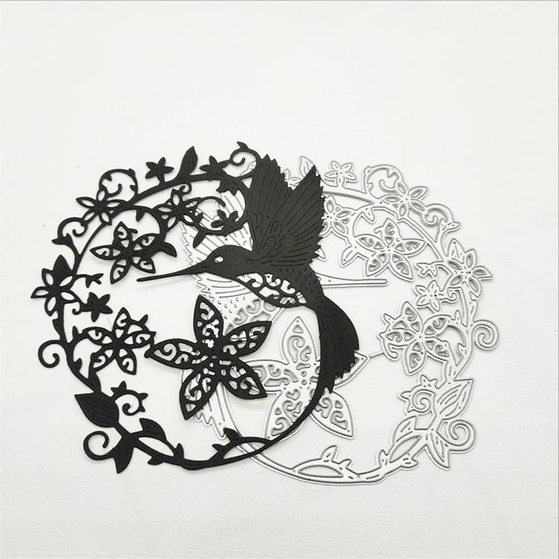 Hummingbirds In Flowers Pattern Metal Cutting Dies Craft Embossing Stamps for Card Making Decor Scrapbooking Stencil