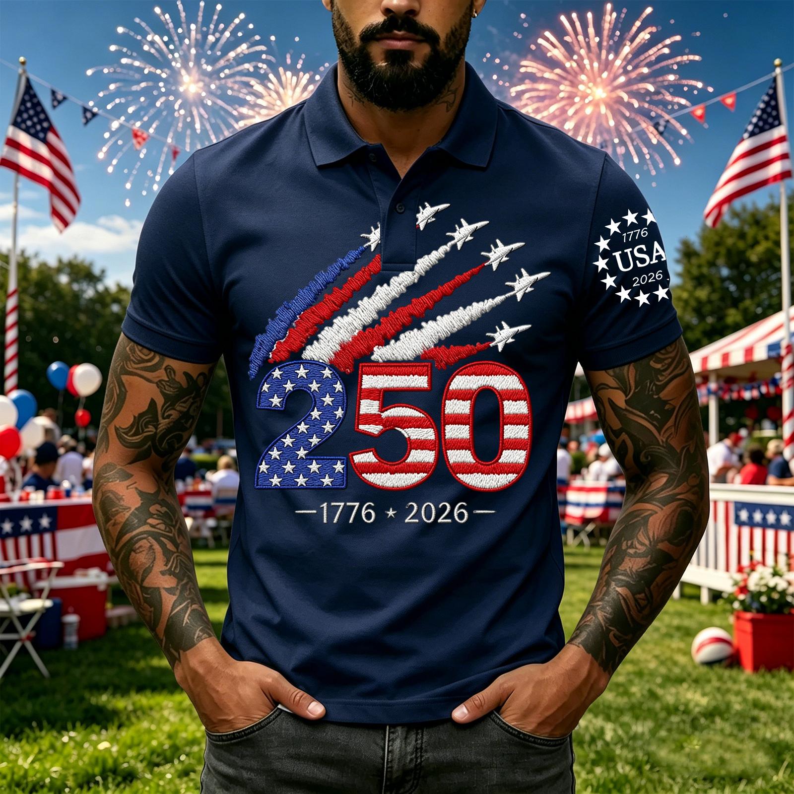 

Men s Casual Polo Shirt Short Sleeve Button Down Shirt with Patriotic Number Print and Airplane Graphic for Summer Outdoor Wear L тёмно-синий