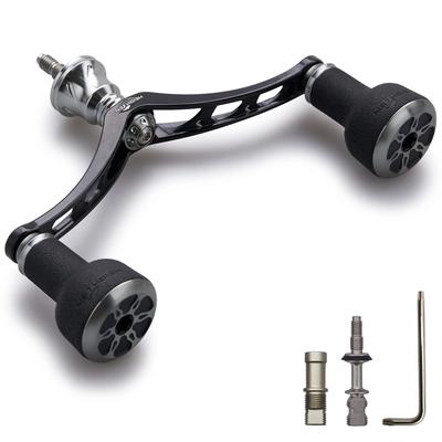 HEIGHTEN 98mm Reel Handle for Shimano and Daiwa Spinning Reels, TPE Series (Black & Gunmetal) (HT9301)