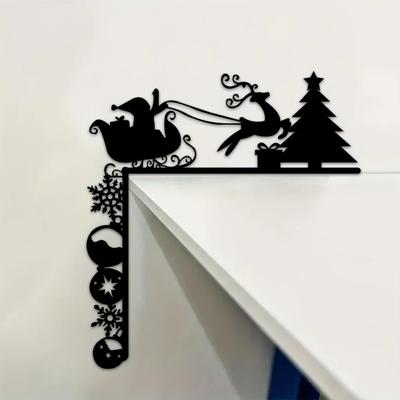 Metal Sleigh Decorative Wall Stickers Christmas Door Corner Decorations Festive Party Doorframe Decor Elegant Metal Wall Hanging