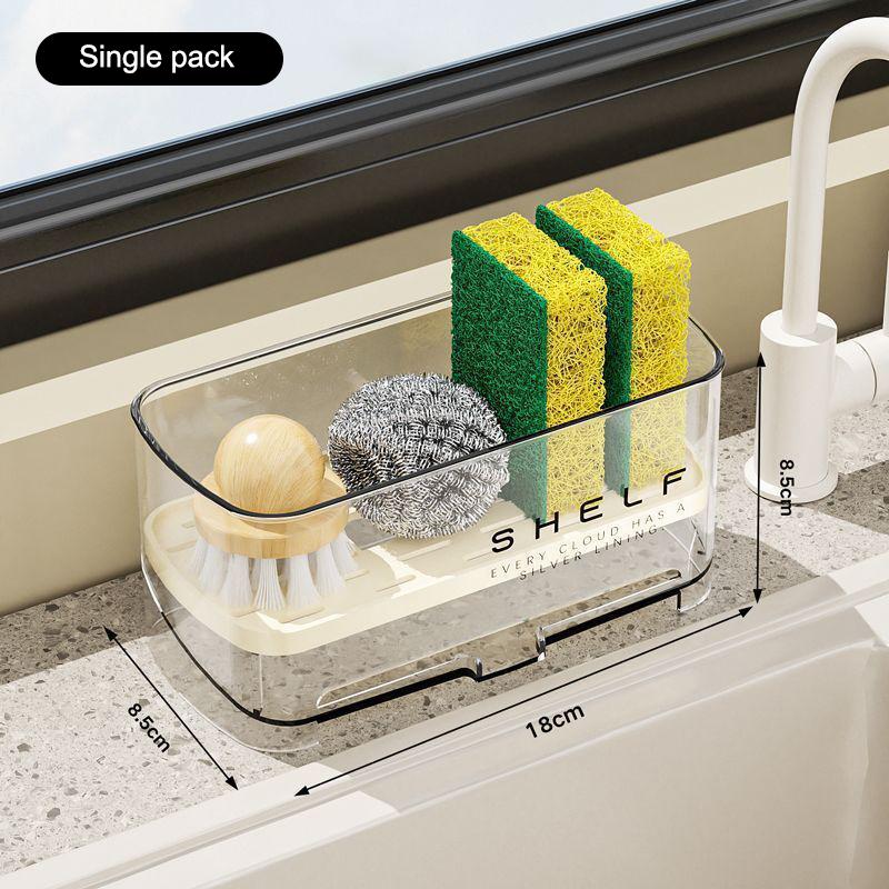 

Rag Rack Kitchen Sink Rack Household Wall-Mounted Multi-Function Sponge Pool Faucet Storage Artifact With Drain Design 1Pc белый