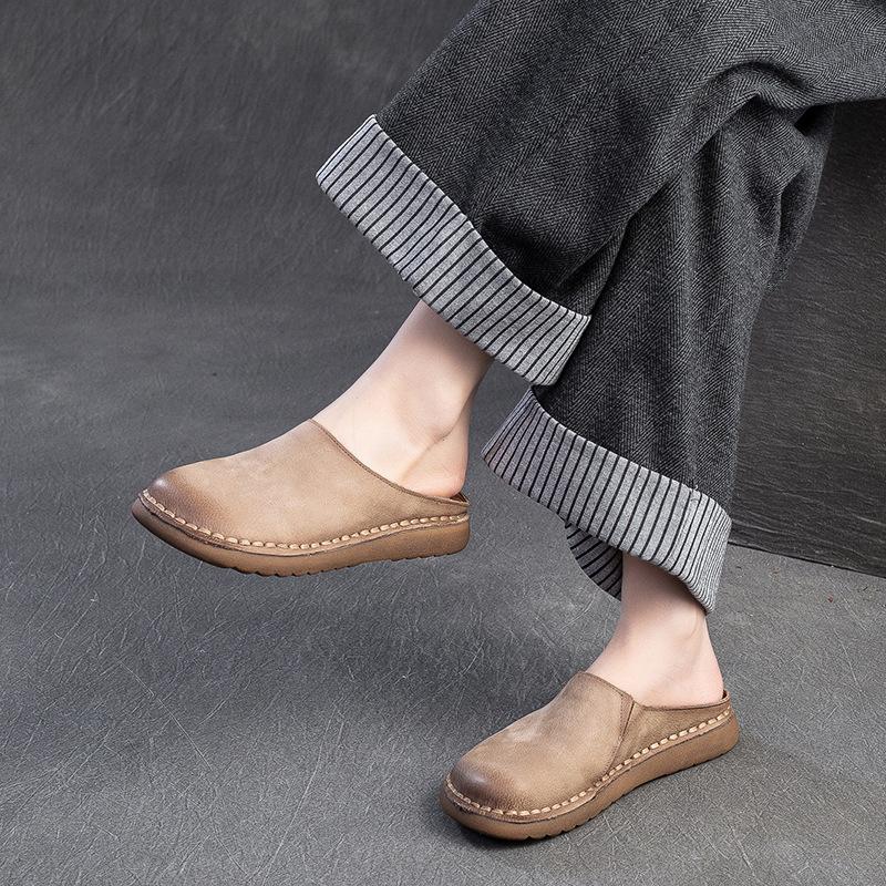 2026 Frühjahr Sommer Süßigkeitenfarbe Sandalen Echtes Leder Bequeme Muleschuhe für Damen