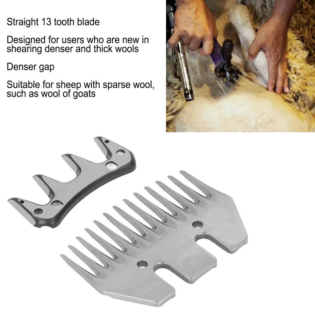 Goat Clipper Scissor Blade Non Hurt Denser Gap Sheep Shears Blade Straight 13 Tooth High Hardness for Thick  Animals