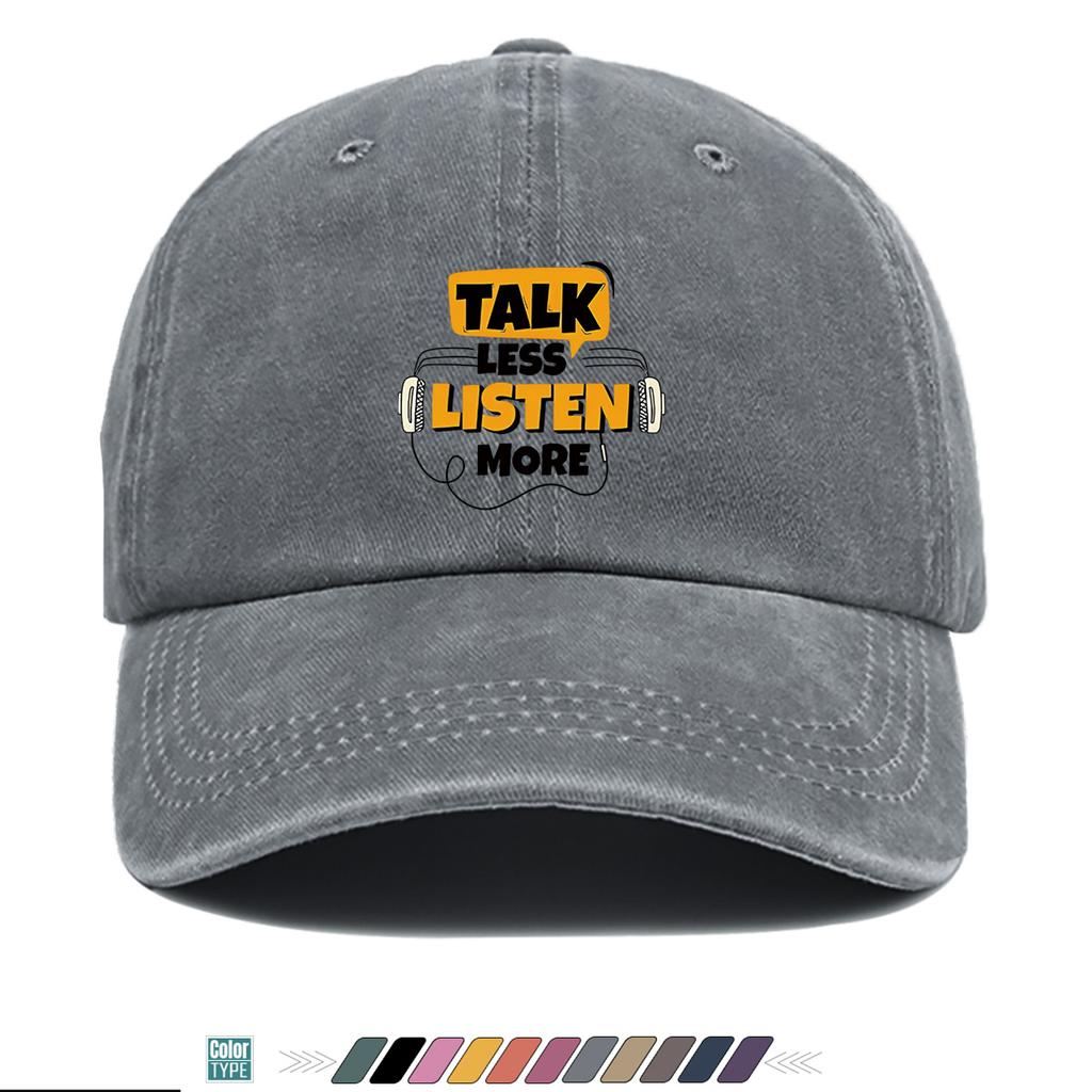 pc pcs TALK LESS LISTEN MORE Headphone Print Baseball Cap Adjustable Duckbill Hat Suitable for Music Festivals Streetwear