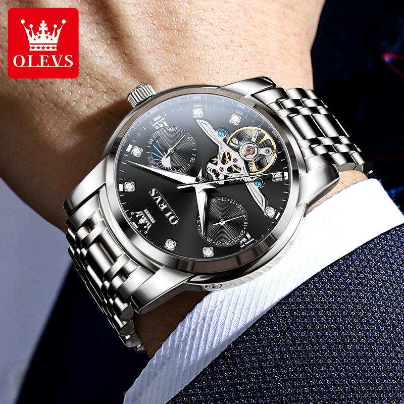 

Многофункциональные мужские часы с турбийоном, брендовые механические часы OLEVS, трендовые мужские часы, бизнес-модель, светящиеся в темноте