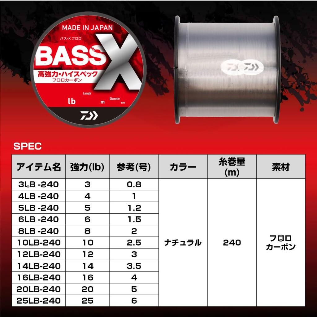Daiwa Fluorocarbon Line 25 Bass X Fluoro (DAIWA) Spool-wound 25LB-240