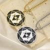 Dawapara Unicursaal Hexagram Thelema Ketting Zegel Ster van Babalon Bescherming Talisman Hanger Roestvrij Staal Sieraden