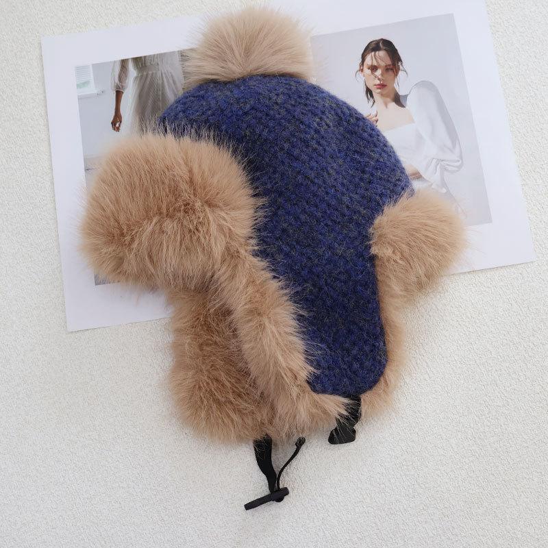 

Fashion Fleece Thickened Hat Women s Winter Windproof Ear Protection Lei Feng Hat Cycling Skiing Knitted Wool Hat one size