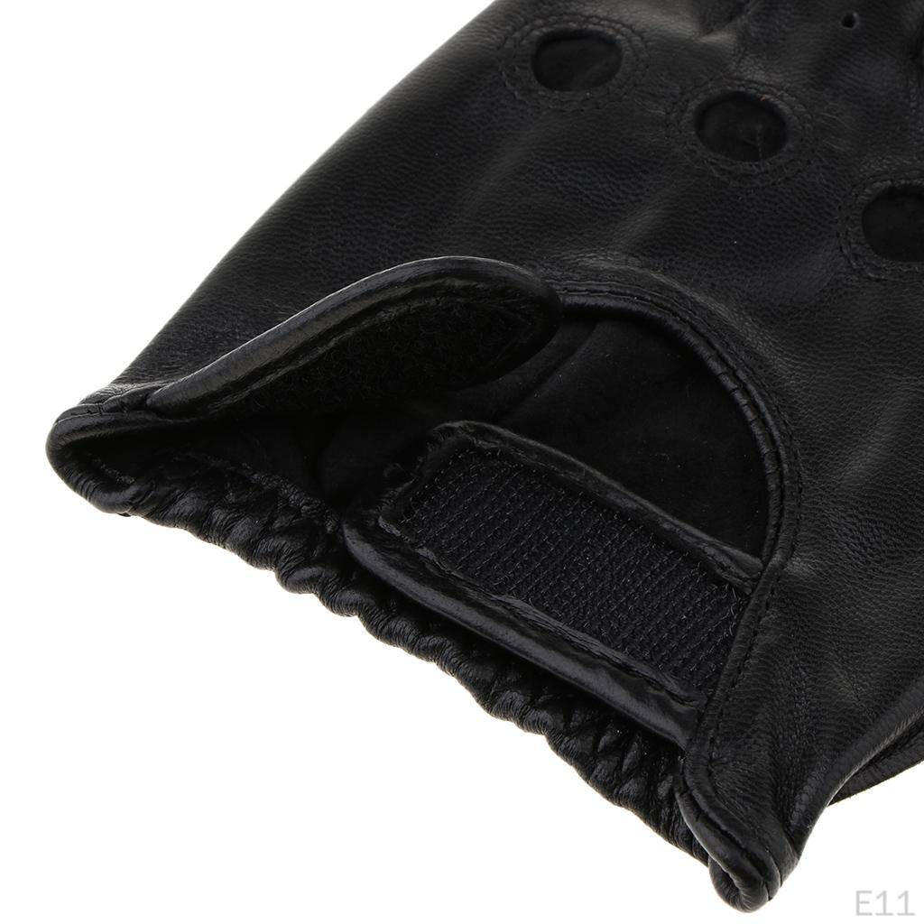 Faux Leather Mens Womens Biker Fingerless Cycle Gloves