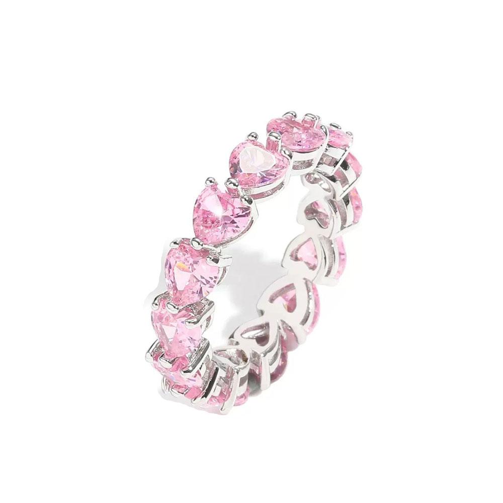 925 Silver Elevated Red&Pink&Blue&White Square Ring Lover's Holiday Gift Jewelry Flower Butterfly Rings