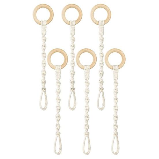 

Ремешки для цветочных горшков, многопрядная веревка, плетеная подвеска для растений, толстое деревянное кольцо, прочная несущая способность, подвесное растение 6pcs