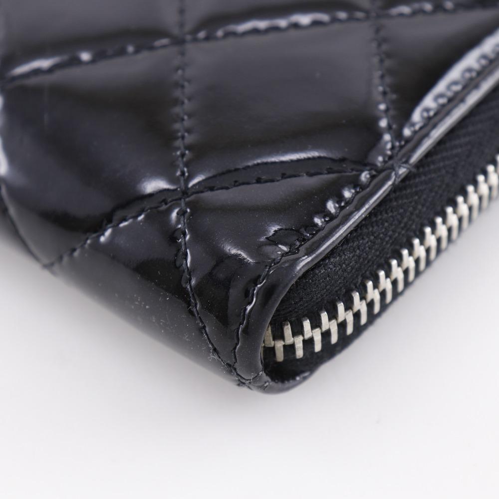 CHANEL brilliant Purse A50106 Zip Around black enamel Women Used