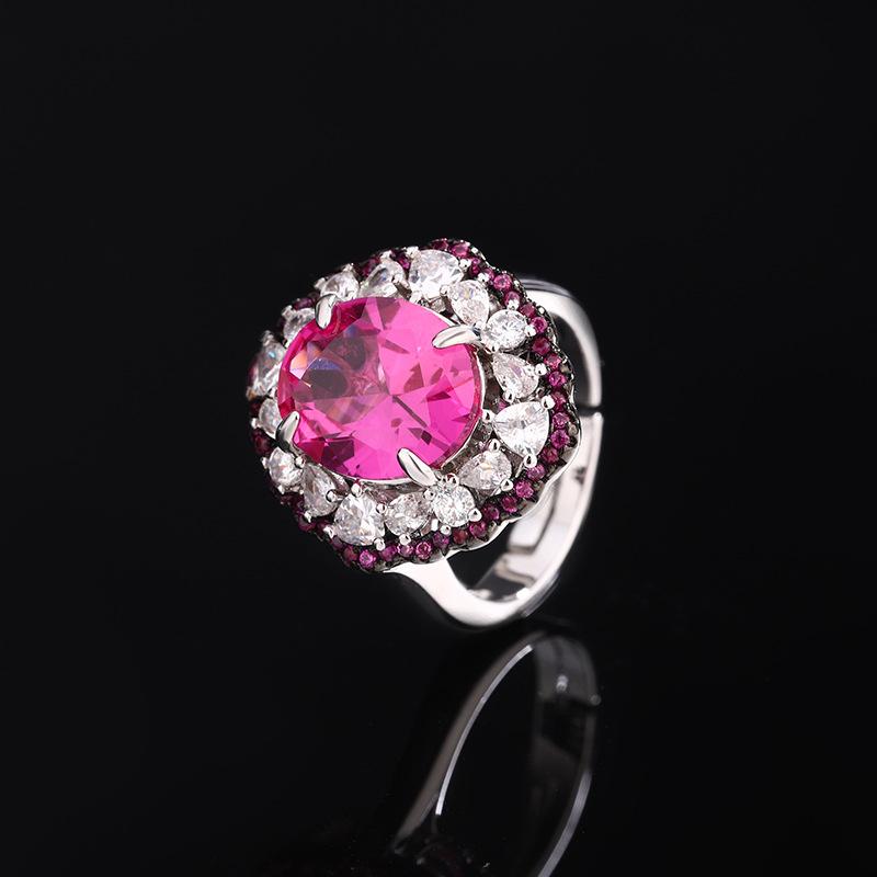 New Dual Color Electroplated Black Pigeon Blood Red Corundum Set Personalized Ring Feminine Pendant Colorful Treasure Earrings